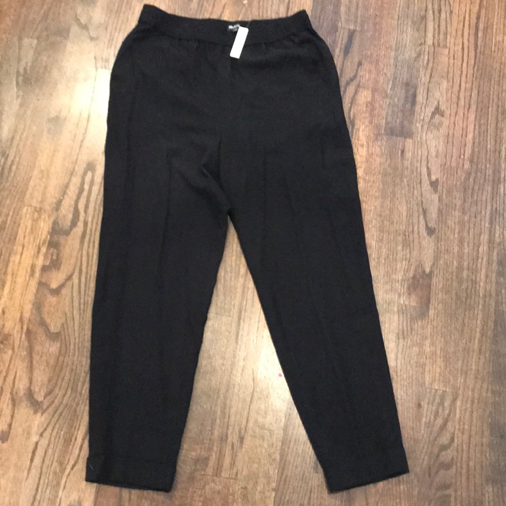 Madewell Black pleated crop Pants NWT